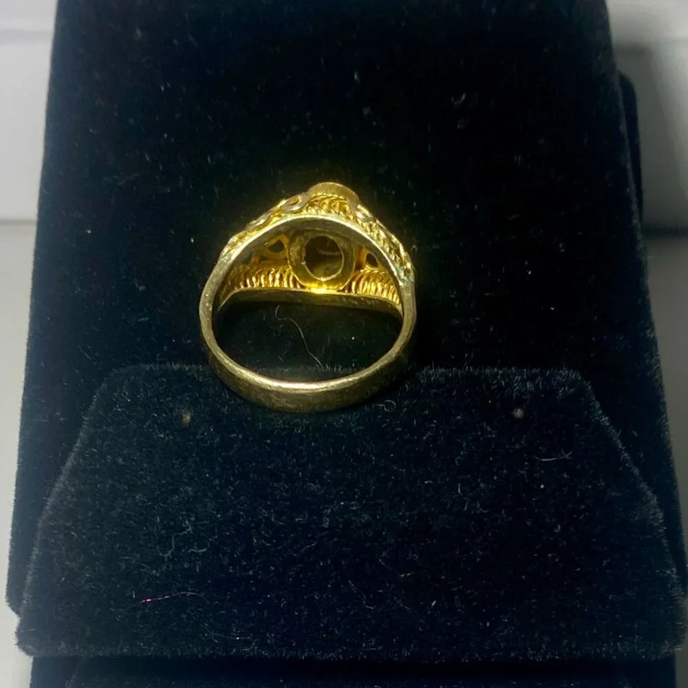 Barbara Garwood Garnet 5 1/2 Ring 24KT Gold over Sterling Collectable Mongolian